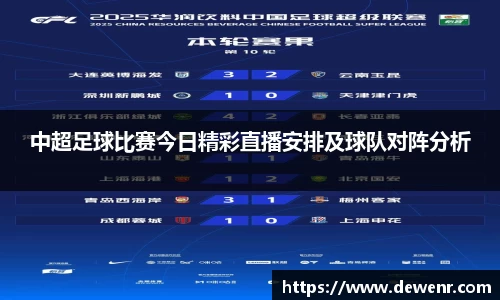 中超足球比赛今日精彩直播安排及球队对阵分析