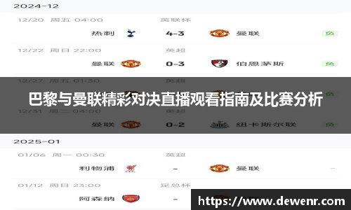 巴黎与曼联精彩对决直播观看指南及比赛分析